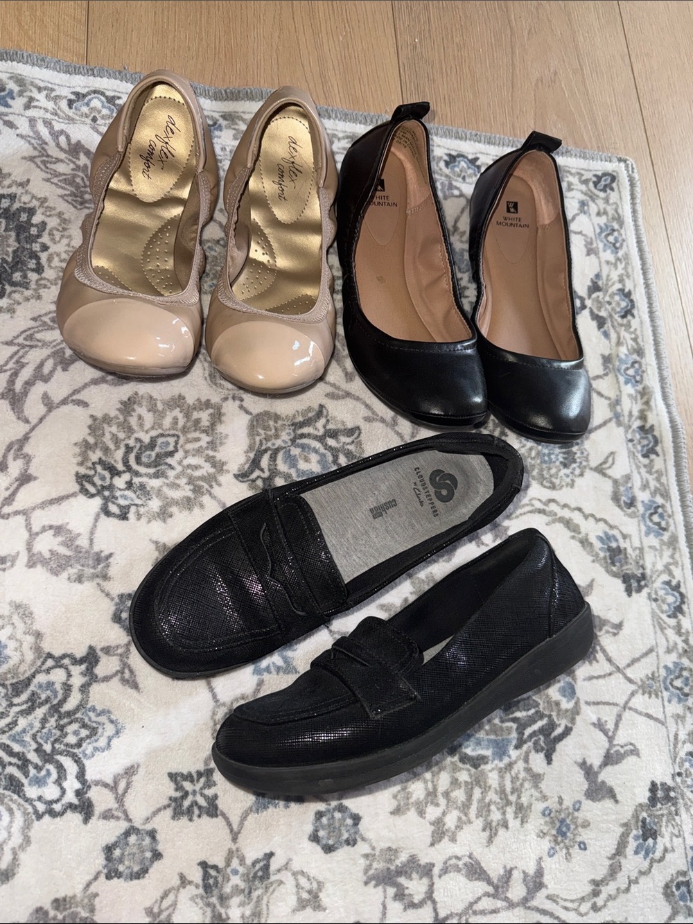 Cloudsteppers by Clarks Black and Nude Ballet & Loafer Shoe Bundle